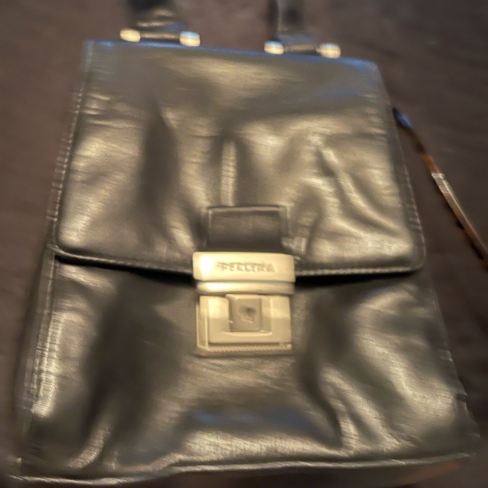 Perlina Midnight Leather Messenger Bag